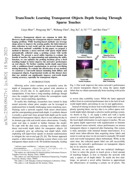 TransTouch Learning Transparent Objects Depth Sensing Through Sparse