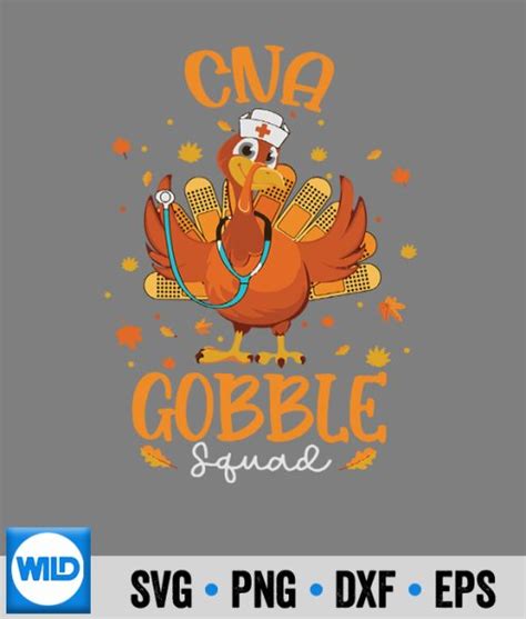 Gobble Svg Cna Nurse Turkey Gobble Squad Retro Thanksgiving Long Svg