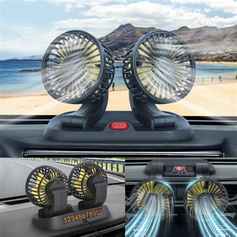 Portable Car Fan 12V 24V Double Headed 12 volts 24 volts Electric Car ...