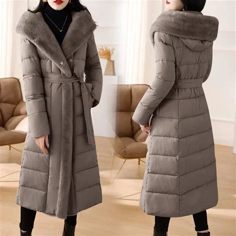 Parkas Largas Con Capucha Para Mujer Chaqueta Acolchada De Algod N Con