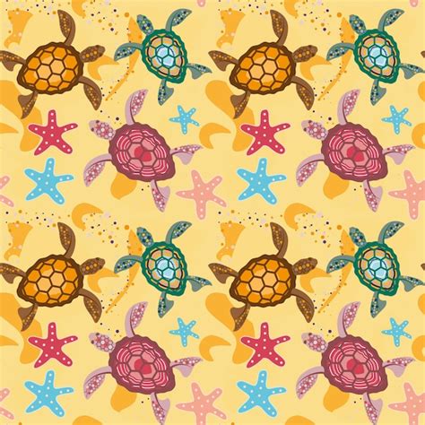 Premium Vector Turtles Seamless Pattern