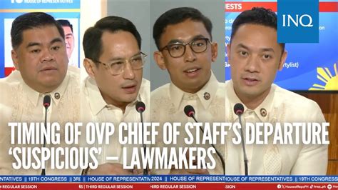 Timing Of OVP Chief Of Staffs Departure Suspicious Lawmakers YouTube