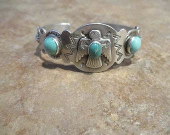 Fred Harvey Era NAVAJO Natural Lone Mountain TURQUOISE Coin Silver Cuff