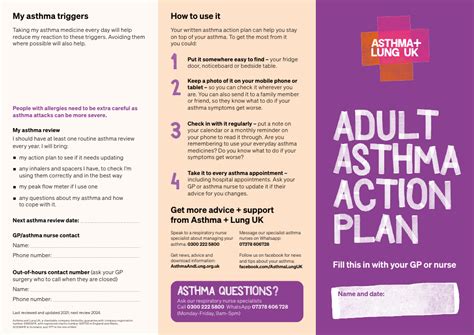 Adult Asthma Action Plan Download Fillable Pdf Templateroller