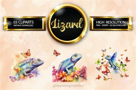 Lizard Clipart Bundle 03 Variations Graphic By Hurairagraphics