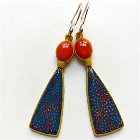 Shelley Atwoods Textured Polymer Clay Earrings With Uv Resin Bijoux