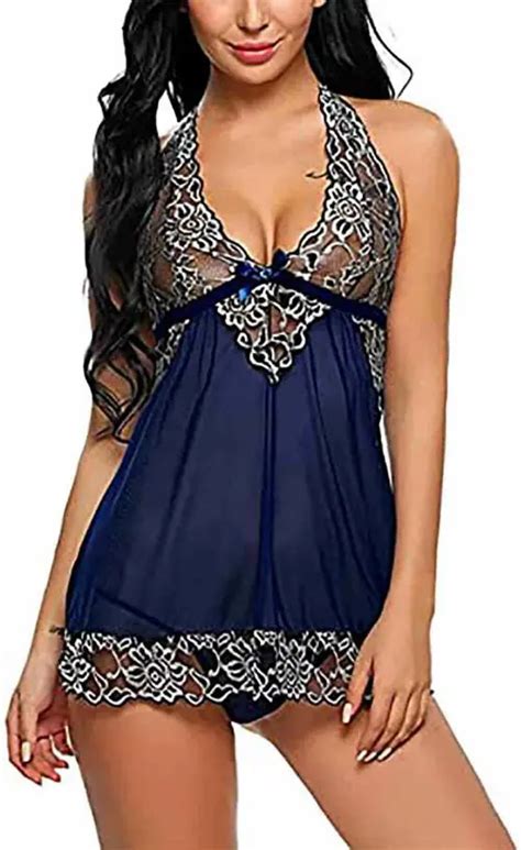 Buy Zxs Style Women Blue Lace Babydoll Lingerie Set Online At Best Prices In India Jiomart