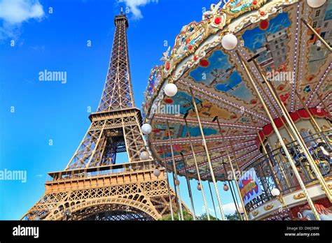 Eiffel Tower Carousel France Stock Photo Alamy