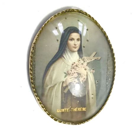 CADRE DE DÉVOTION Sainte Thérèse de Lisieux verre bombé Icône