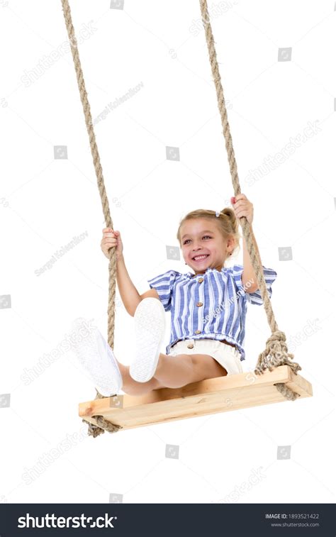 Lovely Blonde Girl Swinging On Rope Stock Photo 1893521422 Shutterstock