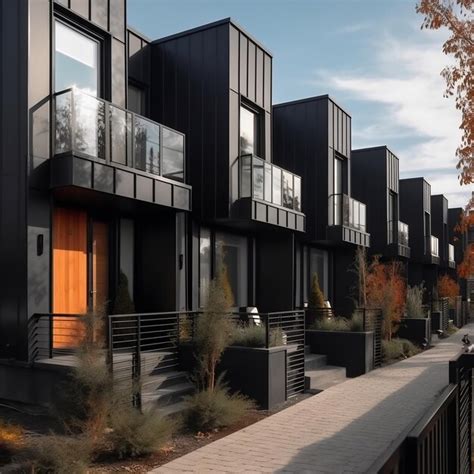 Premium Ai Image Modern Modular Private Black Townhouses Residential