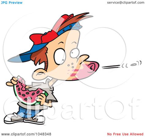 Royalty Free RF Clip Art Illustration Of A Cartoon Boy Spitting A