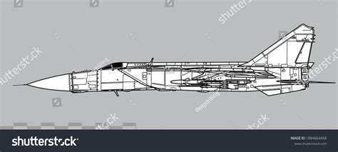 Mikoyan Mig25pd Foxbate Vector Drawing Supersonic Stock Vector Royalty