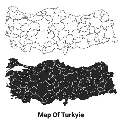 Vector Black map of Turkey country with borders of regions 36323661 ...