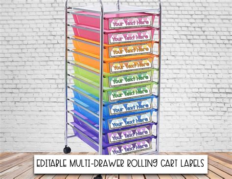 EDITABLE Labels For Rolling Cart Unit 10 Drawer Rolling Cart Etsy