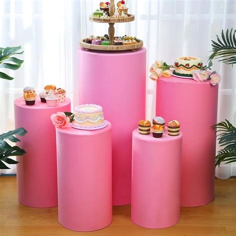 FairySandy 5 Pcs Party Cylinder Stand Covers Spandex Pedestal Cover