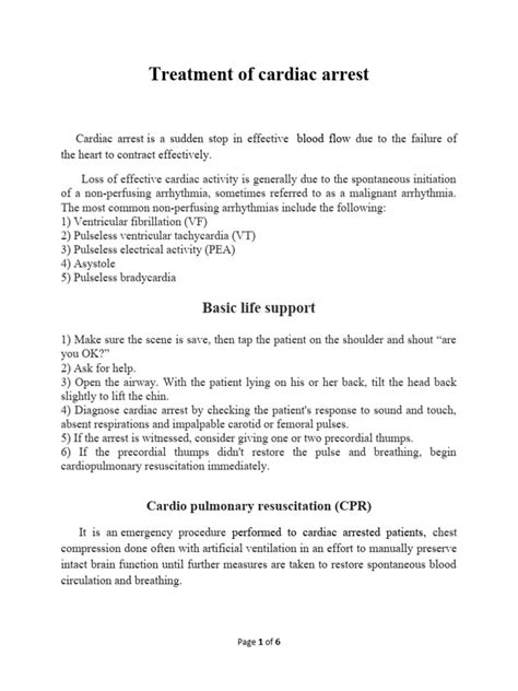 Treatment of Cardiac Arrest | PDF