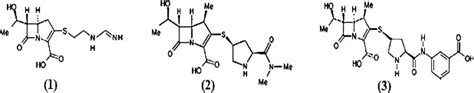 Chemical structures of imipenem (1), meropenem (2), and ertapenem (3 ... 