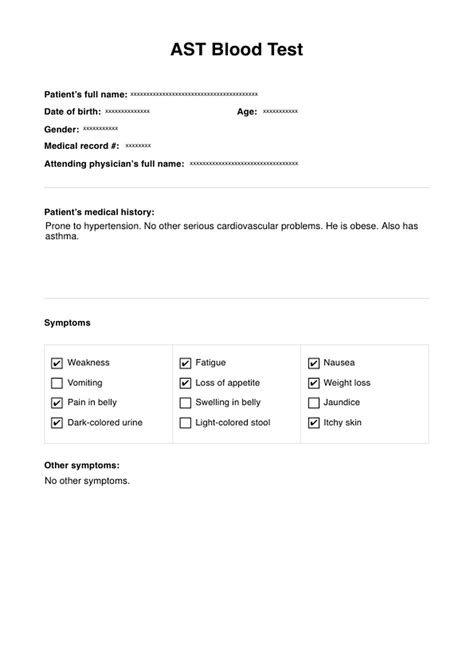 AST Blood Test & Example | Free PDF Download