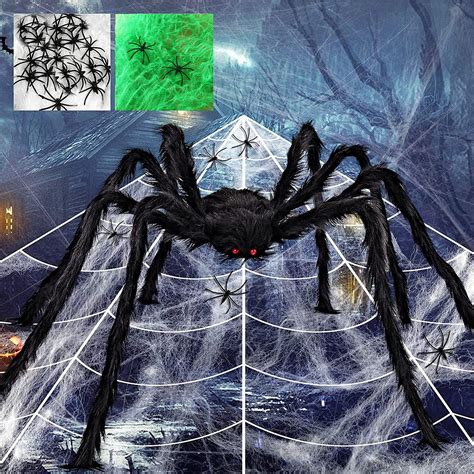 Halloween Decorations Outdoor Giant Spider Web Set, 200" Triangle Web+ ...