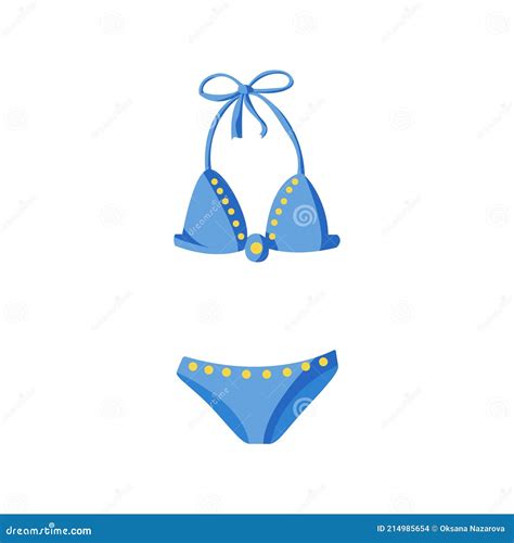 Blue Bikini Swimsuit With Yellow Pattern Women S Bathing Suit Stock Vector Illustration Of