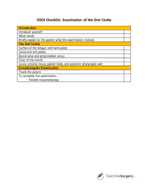 Fillable Online OSCE Checklist: Examination of the Oral Cavity Fax ...