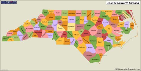 North Carolina County Map - List of counties in North Carolina