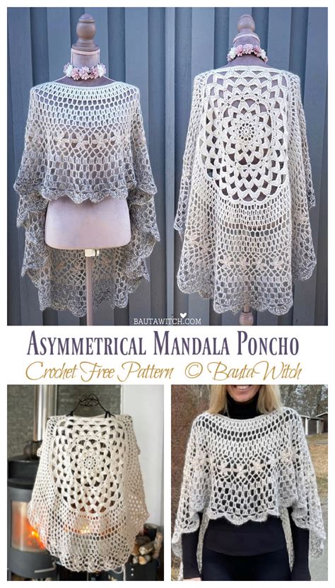 Asymmetrical Mandala Poncho Crochet Free Pattern Crochet And Knitting