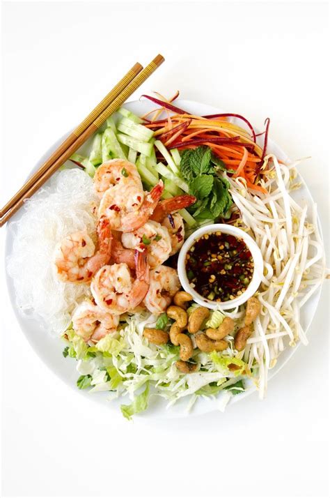 Vietnamese Garlic Prawn Noodle Salad The Forked Spoon Recipe Prawn Salad Garlic Prawns