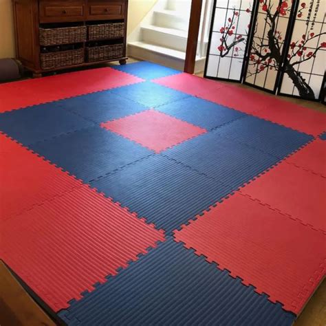 Home Bjj Mats 1 12 Inch X 2x2 Ft Color Redblue Sambo Equipment Center