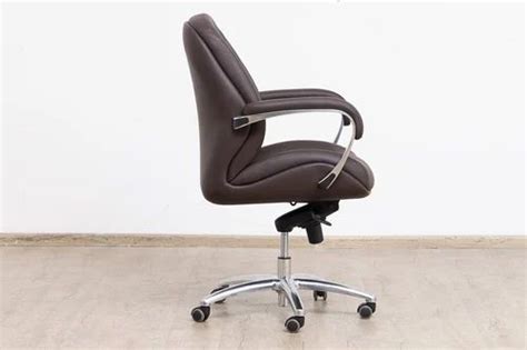 Leatherette Mid Back Executive Revolving Office Chair Duke Brown MB At