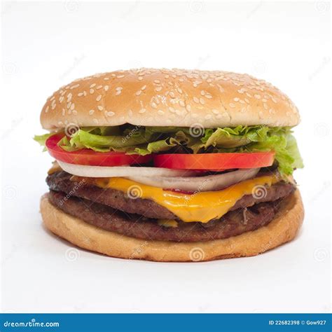 Hamburger Auf Weißem Hintergrund Winkel 2 Stockfoto Bild Von