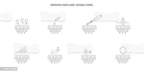 Derma Roller Dermapen Or Mesopen Line Icon For Face Treatment Stock