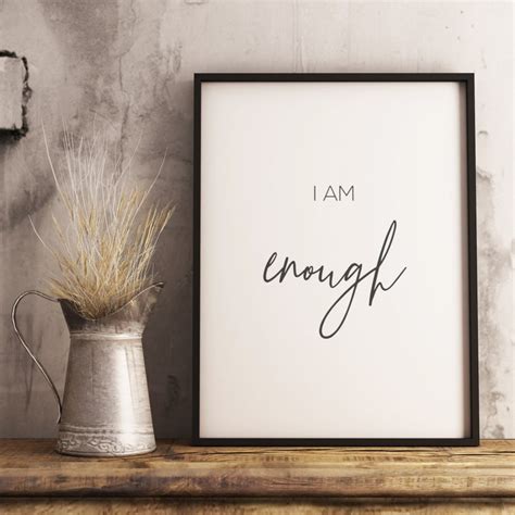 I Am Enough Affirmation Print Inspirational Wall Art Etsy