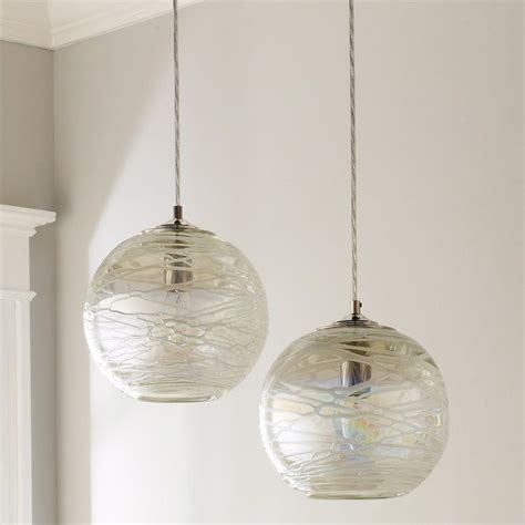 Swirling Glass Globe Pendant Light Iridescent White With Images