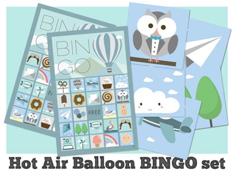 Hot Air Balloon Bingo Game Up Up And Away Bingo Game Hot Air Balloon Birthday Baby Shower