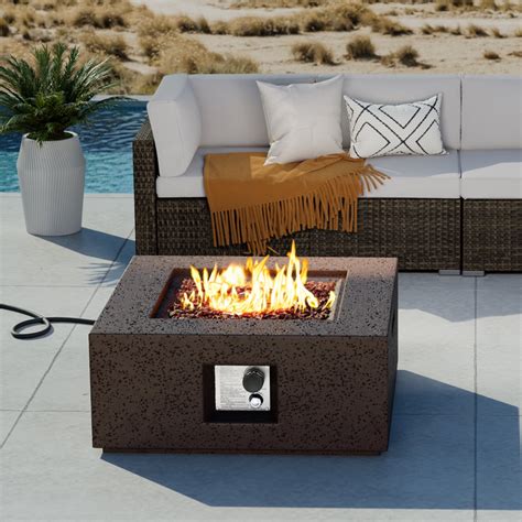 COSIEST Outdoor Propane Fire Pit Coffee Table, 28-inch Magnesium Oxide