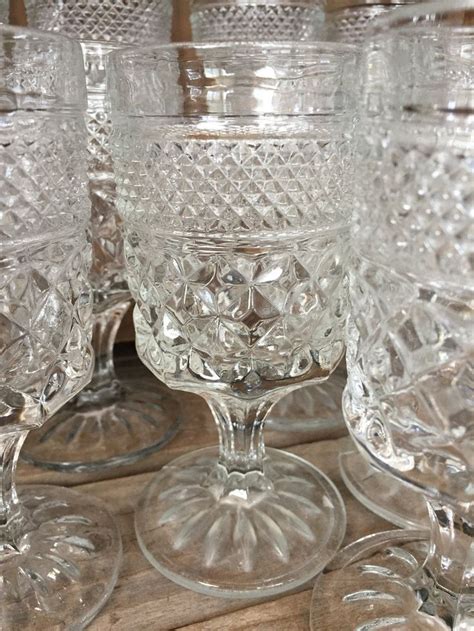 Vintage Set Of 14 Anchor Hocking Wexford Pattern Wine Water Etsy