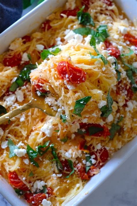 Spaghetti Squash Feta Bake Dashing Dish Cherry Tomato Recipes