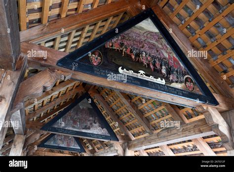 Chapel Bridge Kapellbrucke Interior Paintings Lucerne Switzerland Stock