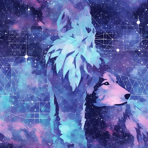 Premium Ai Image Galaxy Wolf Mystical Pixel Pattern