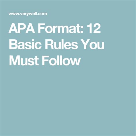 Basic Rules For Apa Format That You Should Follow Apa Format Basic