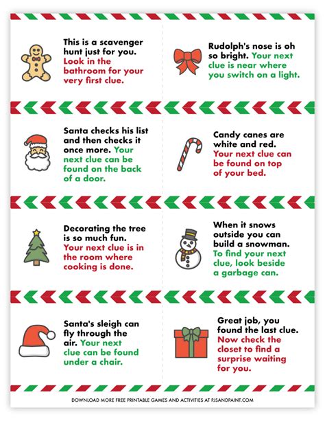 Christmas Scavenger Hunt Clues Free Printable