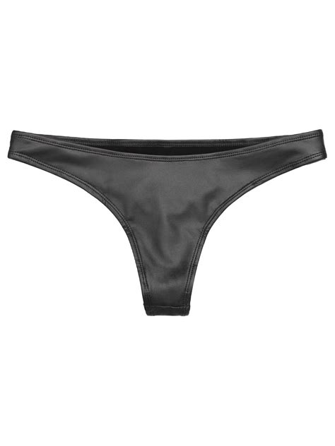 Womens Sexy Low Rise Bikini Briefs Pu Leather Micro Mini Thong Underwear Panties Ebay