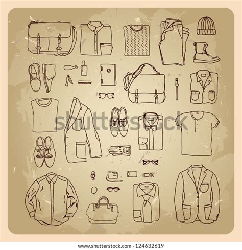 Mens Clothes Sketches Men Fashion Clothes Stock Vector (Royalty Free) 124632619