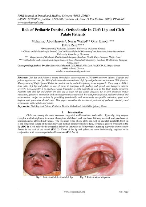 Pdf Role Of Pediatric Dentist Orthodontic In Cleft Lip And Cleft