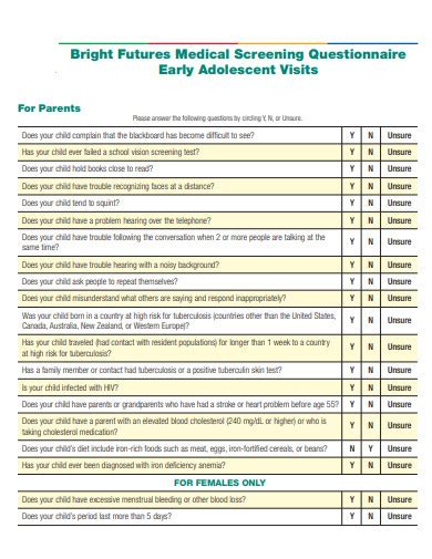 FREE 10 Medical Screening Questionnaire Examples In PDF Examples