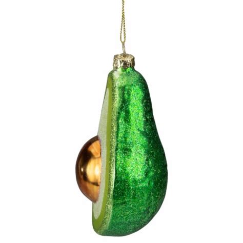 Northlight 45 Green And Yellow Glass Avocado Christmas Ornament 1