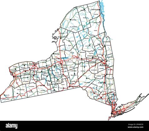 High detailed New York road map with labeling Stock Vector Image & Art ...