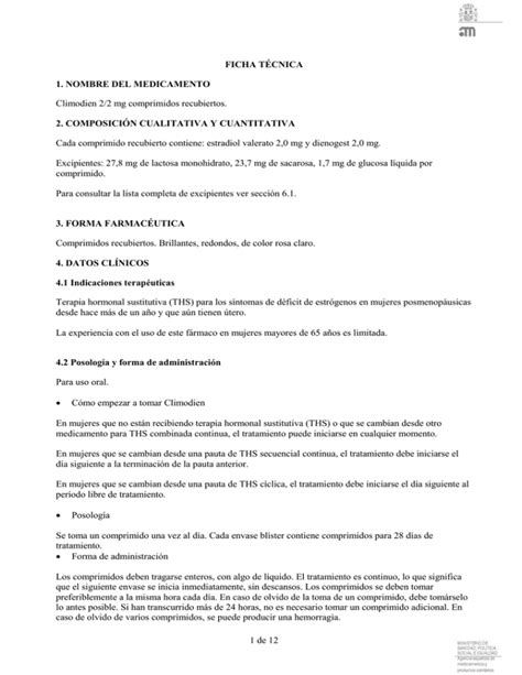 1 De 12 Ficha TÉcnica 1 Nombre Del Medicamento